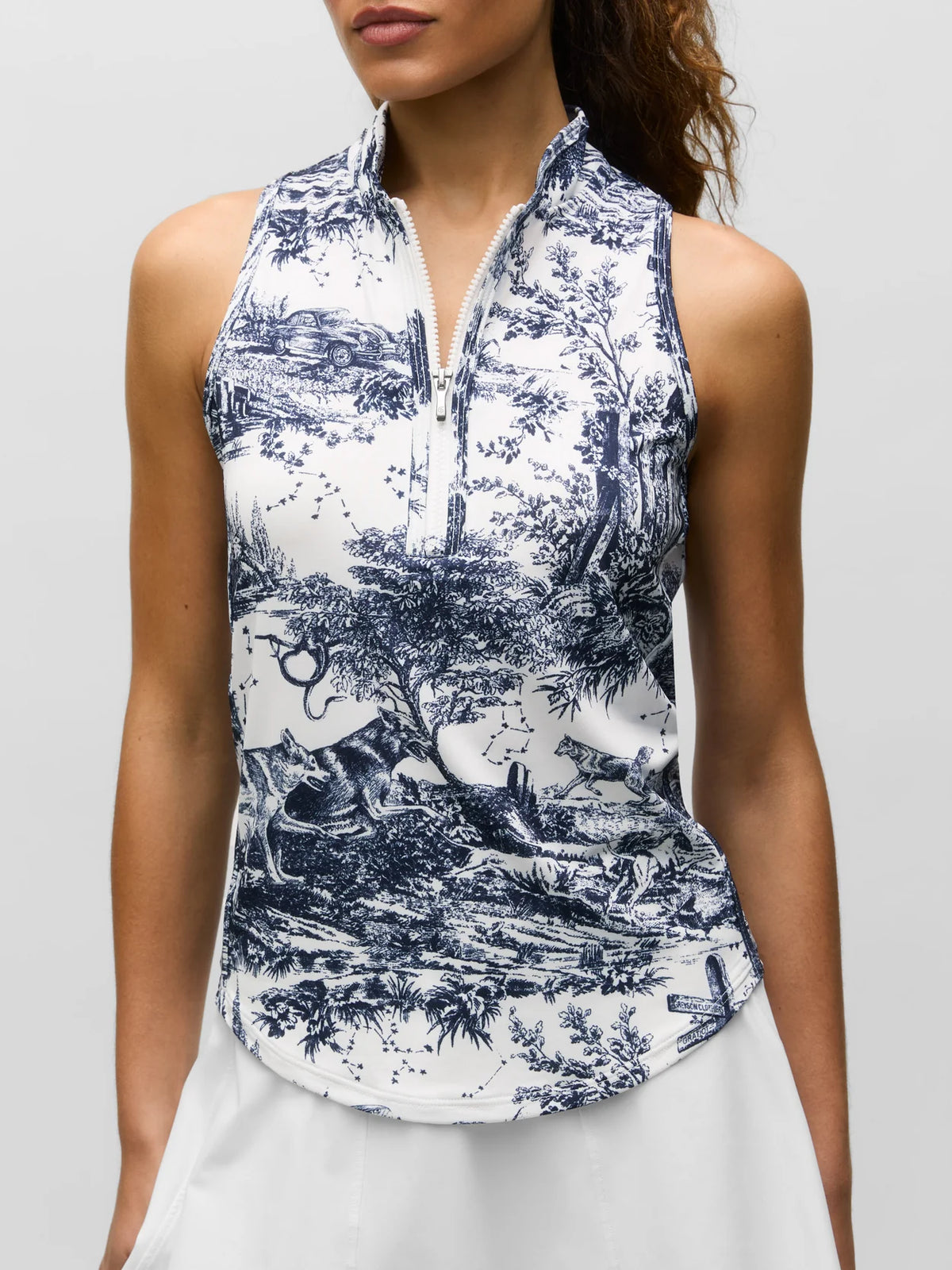 GREYSON - LFS - Huntress Toile Sleeveless Vesta Mock Neck Top