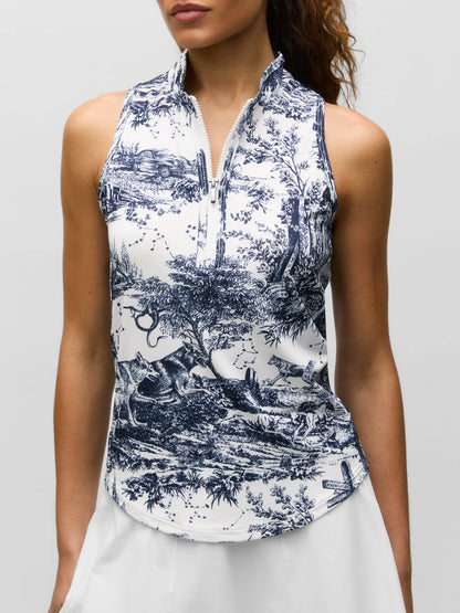 GREYSON - LFS - Huntress Toile Sleeveless Vesta Mock Neck Top
